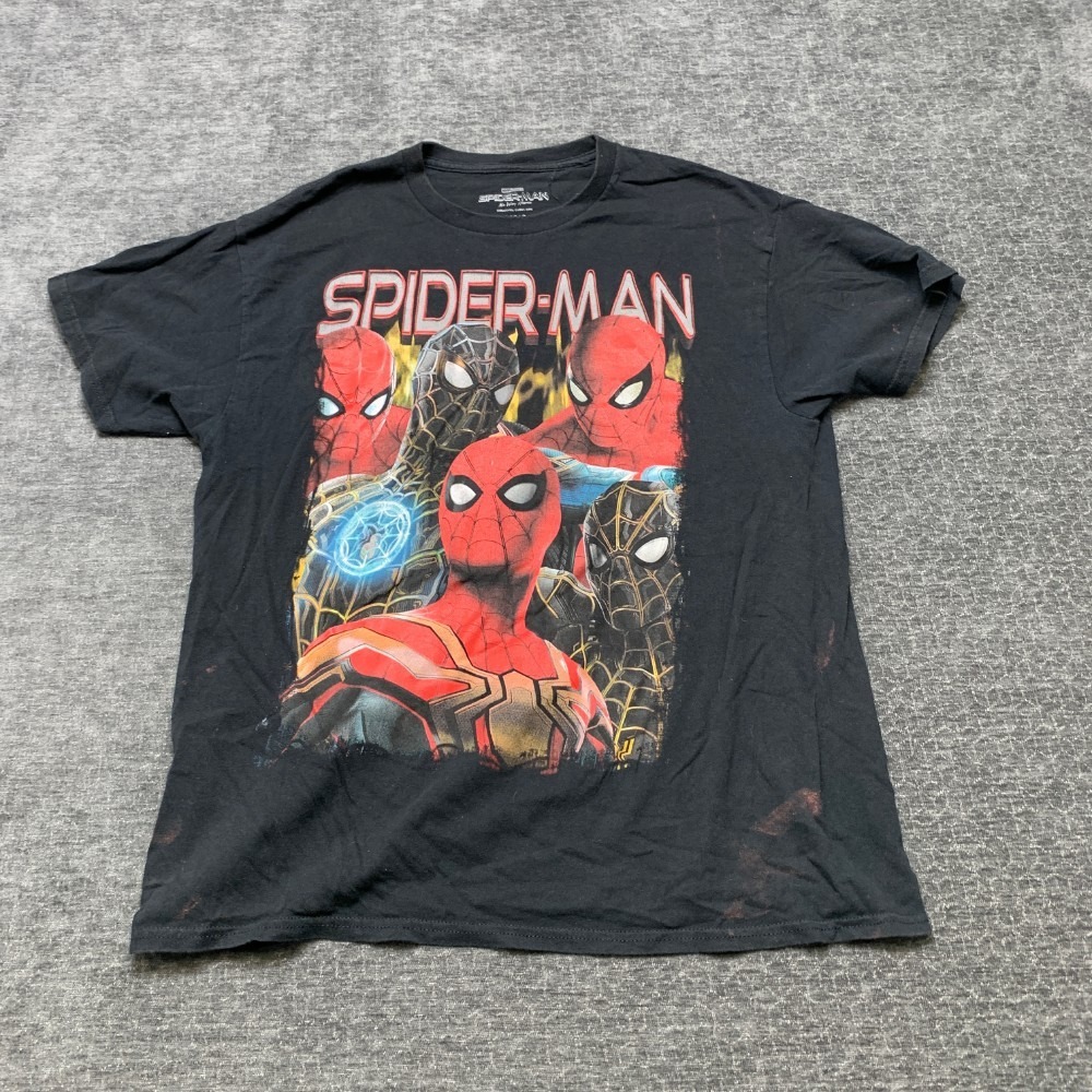 Marvel Spider-Man T Shirt Mens Large Black Comics Graphic Print Short Sleeve